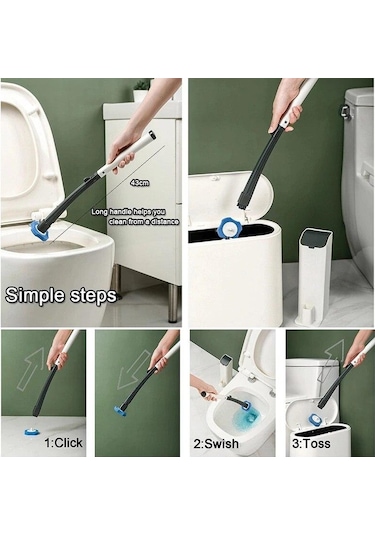 Yeşil Wıkhostar Tek Kullanımlık Temizleme Tuvalet Fırçası Uzun Saplı Ölü Açı Temizleme Fırçası Yedek Fırça Kafası Temizleme Aracı