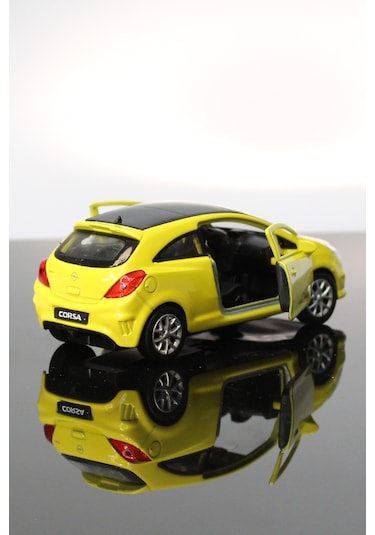 Toyaş Opel Corsa OPC Sarı Çek Bırak Metal Model Oyuncak Araba 11 cm