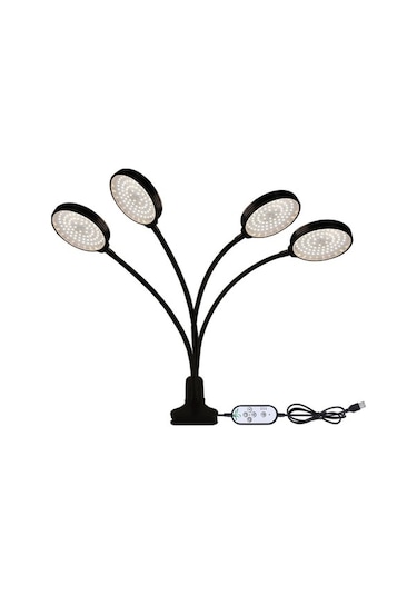 Tongxida Led Bitki Büyüme Lambası Usb Uzaktan Kumandalı Klips, Su Geçirmez Tam Spektral Doğal Beyaz Fide Işığı, 60w Dört Baş Diğer