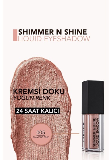 Flormar Shimmer & Shine Metalik Efektli Likit Göz Farı 005 Diamond Pink