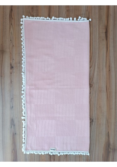 S.kahve Kız Erkek Bebek Battaniyesi Pike %100 Pamuklu Doğal Organik Uyku Çift Taraflı Örtü 86x86cm Btn10248 Pembe