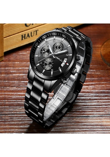 Crrju/kajun 2214 Yeni Erkek İş Saati Erkek Saati Altı Pimli Kronograf Çok İşlevli Paslanmaz Çelik Saat Rosegoldblackface Diğer