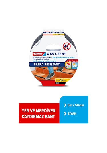 Tesa Kaydırmaz Bant Zemin Güvenliği İçin Siyah 5m x 50mm