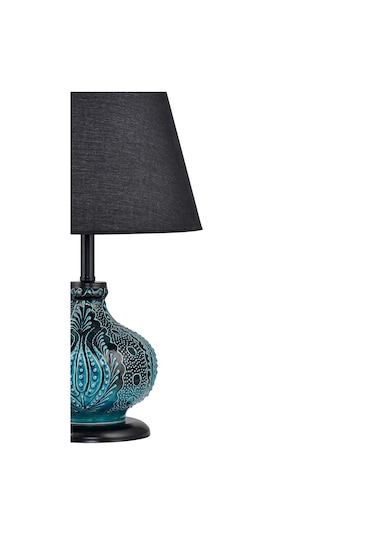 Patara Masa Lambası Abajur Yeşil Çinili Siyah Yeşil