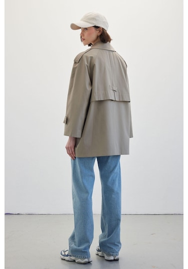 Manuka Oversize Kısa Trençkot Çağla Çok Renkli