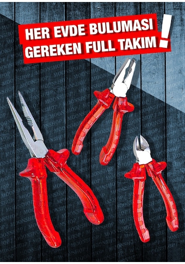 Moonshop Moonshop 3 Lü Pense Seti Tornavida Takımı Çekiç Makas Fa