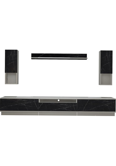 Decoraktiv Trendstyle 270das Mdf Tv Ünitesi Tv Sehpası Beyaz - Siyah Mermer