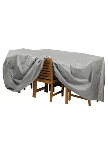 Premium Kalın Bahçe Mobilya Brandası 260x160x80 Cm Masa Sandalye Gri