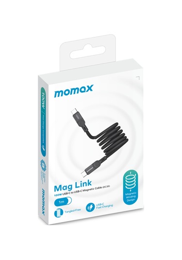 Momax DC35D Mag Link USB-C To USB- C 100 W USB2.0 Manyetik Kablo 1 M Siyah