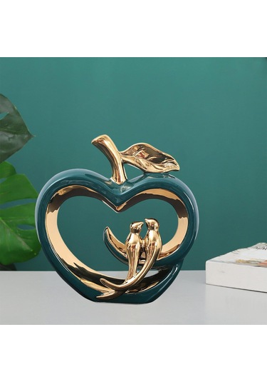 Suntek Modern Seramik Meyve Heykeli Raf Altın Kuşlar Parti El 22.5cmx23cm