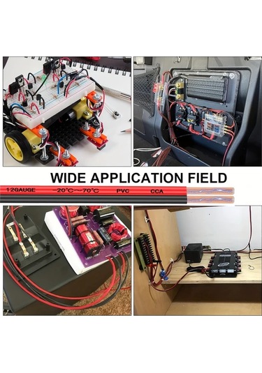 Globalbloom 12 Awg 602.36 İnç Kırmızı Siyah Bakır Kaplı Alüminyum Hoparlör Kablosu