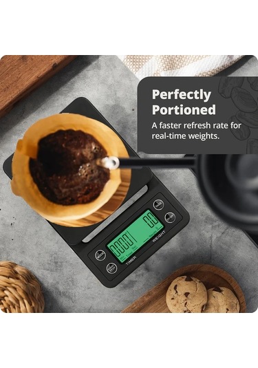 Oldfriend Yüksek Hassasiyetli Mini Çay Terazisi 0.1g Zamanlayıcılı Siyah Lühet Versiyon + Izgara Taban Siyah Yüksek Kalite Versiyon + Yalıtım Pedi