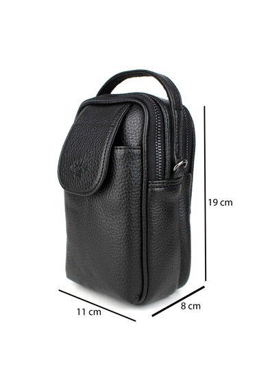 Erkek Kapaklı Çok Bölmeli El Ve Omuz Çantası Siyah