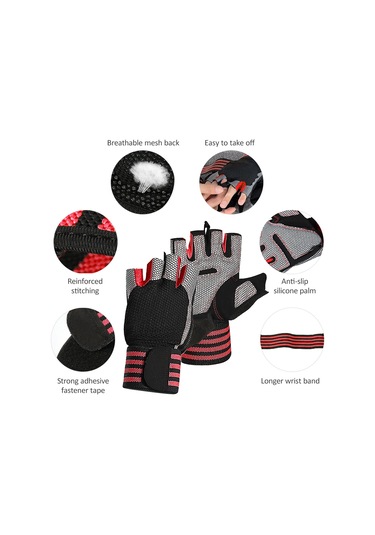 Yuntech01 Mavi Uzun Bilek Kordonlu Silikonlu Yarı Parmak Eldiven - Spor, Yürüyüş, Dağcılık, Yoga Ve Ağırlık Antrenmanı İçin Dayanıklı Ve Konforlu L Bedeni Mavi