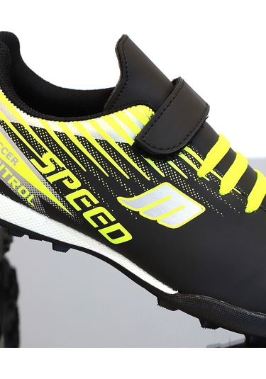 Kidessa 1753-1368 Bantlı Çocuk Halı Saha Futbol Ayakkab Siyah Yeşil Çok Renkli