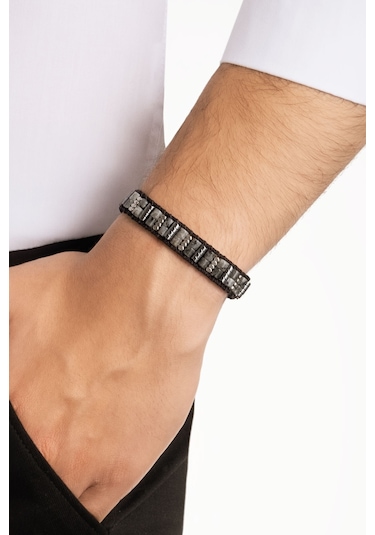 Renkli İp Detaylı Çelik Ayarlanabilir Erkek Bileklik Gri