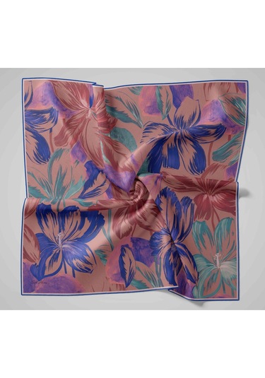 Silk Home Twill İpek Eşarp 11480-75 Saks, Pudra Vizon, Tozpembe, Gül Kurusu, Somon
