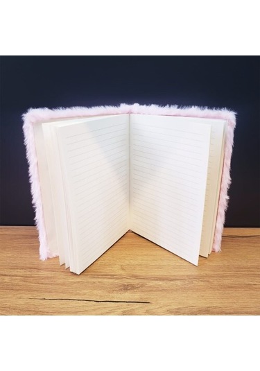 90701798306621000f - Love Tasarımlı Peluş Kapaklı Defter Hediyelik