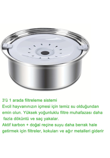 Ecronicword Paslanmaz Çelik Evcil Hayvan Su Kabı Kediler Köpekler 2.5l W13