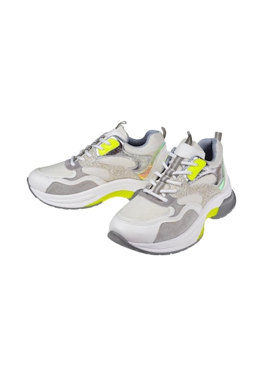 Pullman Simli Kadın Spor Ayakkabı Sneaker Sms-30162 Beyaz Simli-beyaz Simli Beyaz