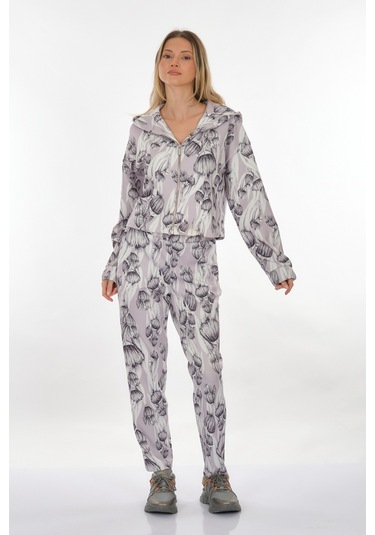 Perspective Kapüşonlu Desenli Çok Renkli Kadın Mont 24780090 001