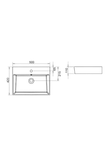 Turavit Vega Dikdörtgen Beyaz Delikli Lavabo 50x42 Cm Vg0050 Diğer