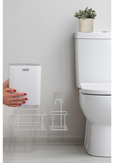 Okyanus Home Beyaz Eko Magic Askılı Kare Mina 2'li Wc Kova Ve Fırça Seti Beyaz