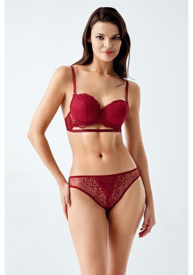 Luw 6116 Bordo Dolgulu Sütyen Külot 2Li Takım Bordo