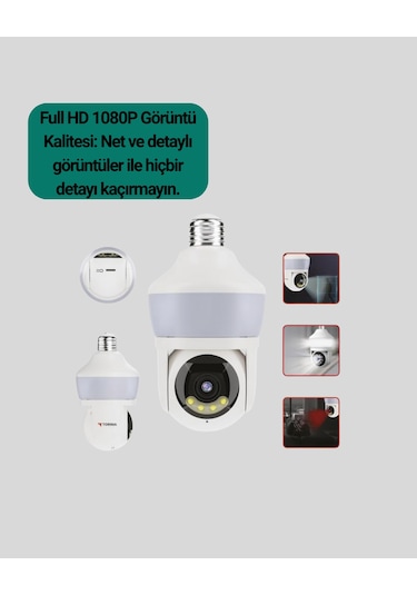 360 Full Hd Wi-fi Akıllı Ampül Kamera Gece Görüşlü .