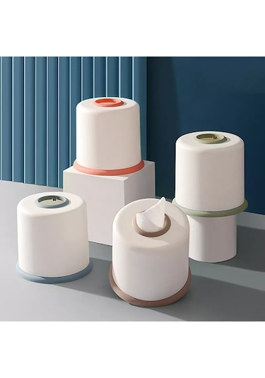 Mavi Plastik Doku Kutusu Yuvarlak Oturma Odası Silindir Ev Tuvalet Rulo Kağıt Saklama Kutusu Rulo Kağıt Rafı Sofra Aksesuarları