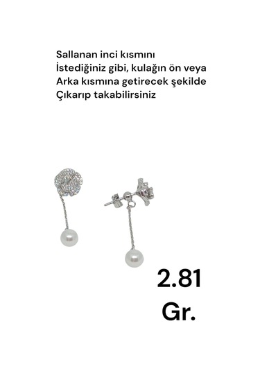 925 Ayar Taşlı Çiçek Figürlü İnci Sallantılı Gümüş Küpe Zarif Ve Işıltılı Tasarım Gümüş