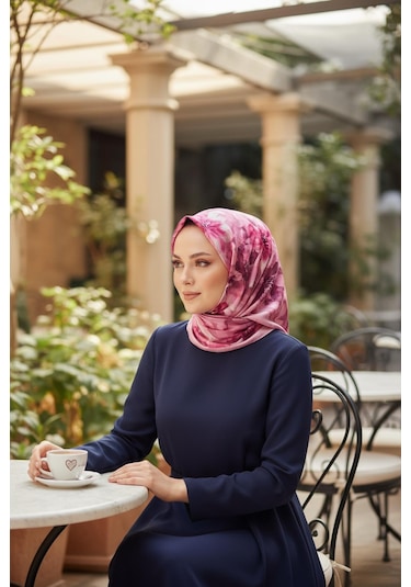 Afvente Manolya Çiçek Desen Pembe Soft Pamuk Eşarp Çok Renkli