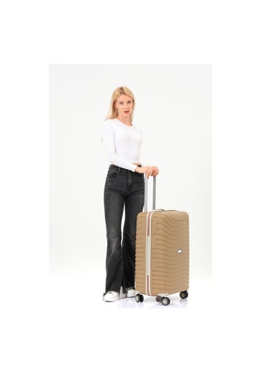 3'lü Set Silikon Kırılmaz Pp Unisex Gold Krem Valiz Pwvlz005 Gold Krem