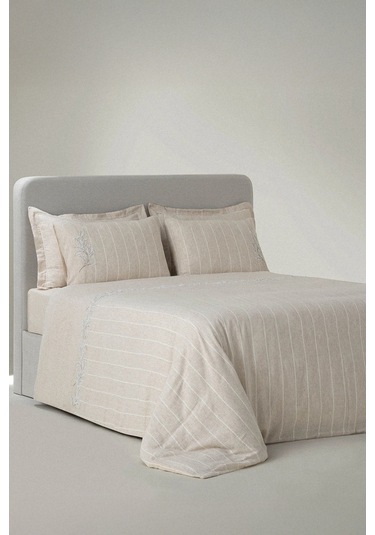 Ecocotton Samira Bej %100 Organik Pamuk Kenevir Çift Kişilik Nevresim Takımı Bej