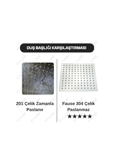 Fause Kolonlu Tepe Duş Seti Slim Çelik Başlıklar Kds101 Krom
