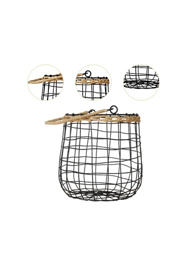 Homyl Avlu İç Ve Dış Mekan Oteli Için Duvara Asılan Sepet Siyah