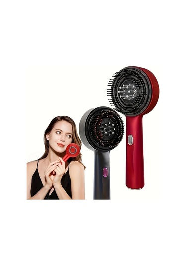 Willowhaven Gri Çok Fonksiyonlu Elektrikli Masaj Tarağı Ayarlanabilir Hızlı Saç Fırçası Uzun Pil Ömrü Gri