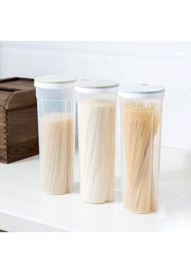 Yüksek Şeffaf Spagetti Makarna Kabı Saklama Kavanozu Kapaklı Bpa İçermez Büyük Kapasiteli Şeffaf Tasarım Hava Geçirmez Sızdırmaz Spagetti Saklayıcı Yeşil