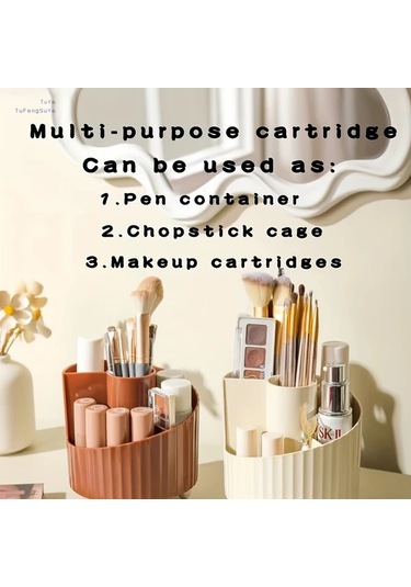 Hightower Beyaz Döner Makyaj Fırçası Saklama Ünitesi, Ruj Ve Kozmetik Organizer Beyaz