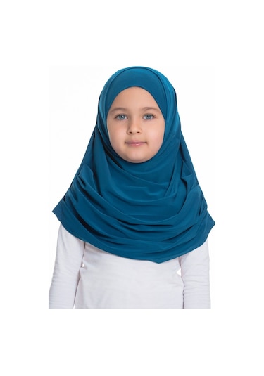 Hürrem Bone Petrol Mavisi Pratik Hazır Geçmeli Çocuk Tesettür Bone Sandy Kuma Çok Renkli
