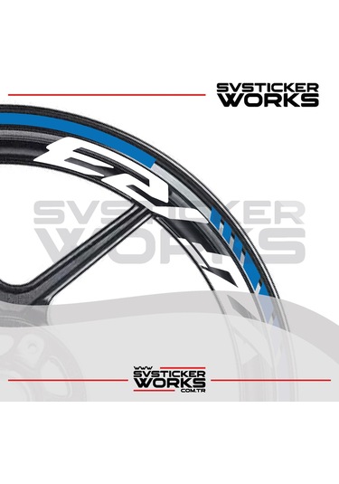 Yamaha Yzf-r3 Yazılı Jant Sticker Dış Ve İç Set Sticker Jant Şeridi Mavi