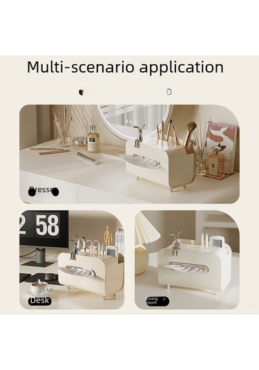 Springsun Mutfak Ve Oturma Odası Kullanıma Uygun Çok Fonksiyonlu Tissue + Kumanda Tutucu Sakura Pembe Light Luxury Stil Masaüstü Organizer Kutusu