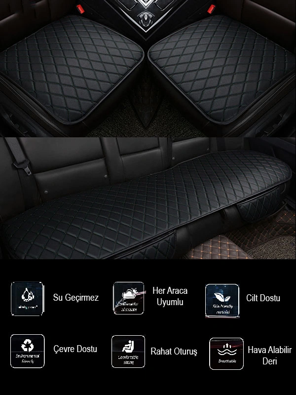 Ssangyong Korando C300 2019 Ve Sonrası Ön Ve Arka Takım Koltuk Minderi Siyah Deri Siyah Dikis