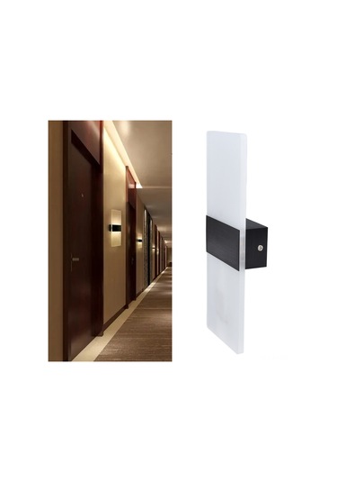 Shineyee Siyah Led Duvar Lambası, Akrilik Ve Alüminyum, Yukarı-aşağı Aydınlatma, Minimalist Tarz, Yatak Odası, Salon, Koridor Sıcak Işık, 90-265v Siyah