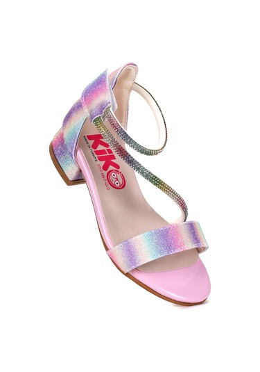 Kiko Kids Yada Kum Simli Kız Bebek 2 Cm Topuklu Sandalet Abiye Ayakkabı Gök Kuşağı Gök Kuşağı