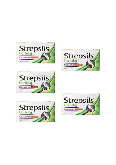 Strepsils Herbal Kara Mürver Aromalı 16 Pastil 5'li