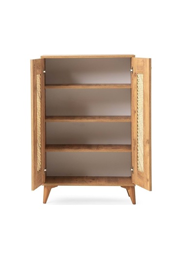 Mobilgen Ceviz Hasırlı Ayakkabılık Ceviz