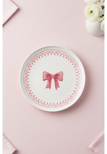 Bernardo Ribbon 6 Parça Pasta Takımı Beyaz - Pembe