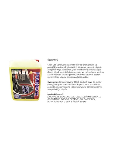Powermax Profesyonel Cilalı Oto Şampuanı 5 Kg