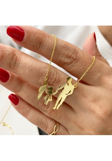 Simurg Jewellery Gümüş Baba Kız Erkek Çocuk Kolye